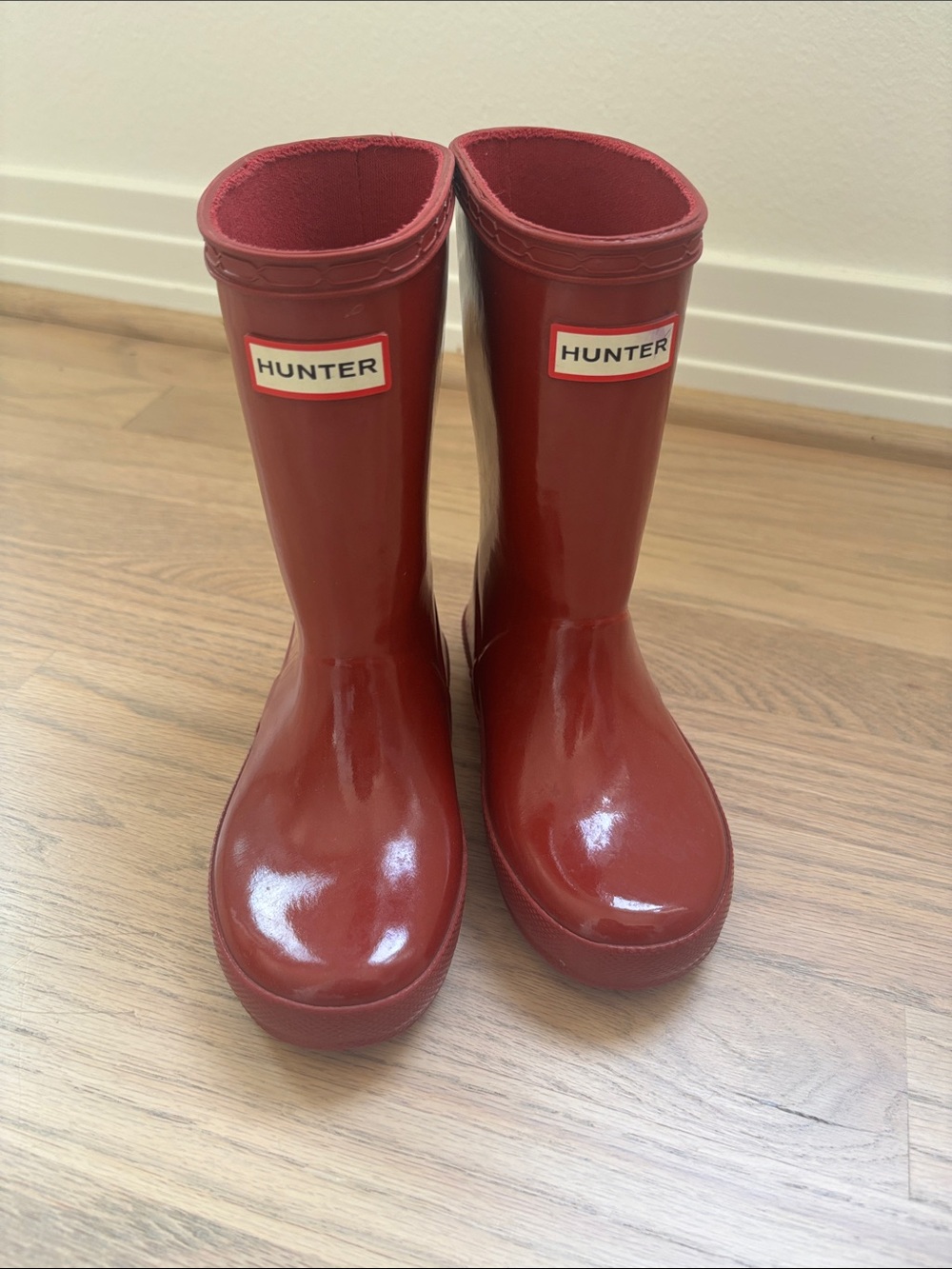 Hunter Kids Burgundy Red Gloss Rain Boots
